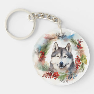 Couronne de Noël festive de Malamute d'Alaska