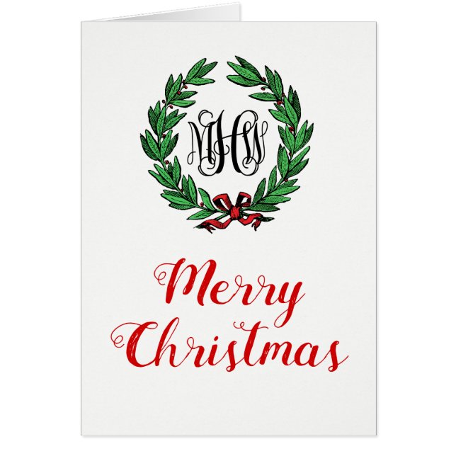 Couronne de Noël Joyeux Noël Vin Monogramme Police (Devant)