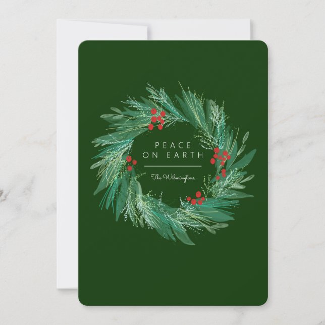 Couronne de Noël Paix sur Terre Carte Plate de Fêt (Devant)