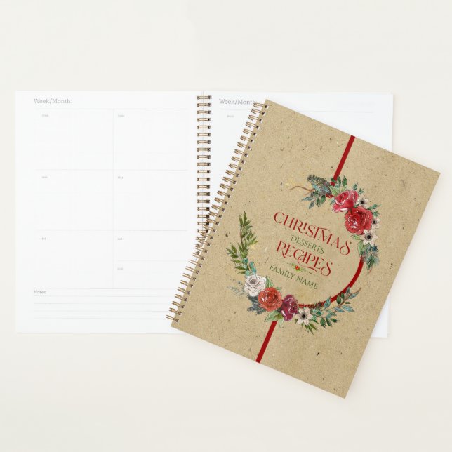 Couronne de Noël, typographie papier texture 3 ann (Devant avec enveloppe)