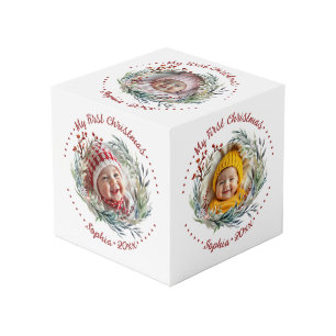 Couronne de Noël, verdure, baies photo cube