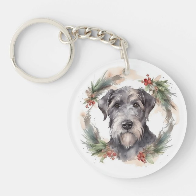 Couronne de Noël Wolfhound Fête de Chien Festive (Devant)