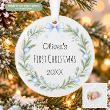 Couronne de photo de l'ornement de Noël de bébé