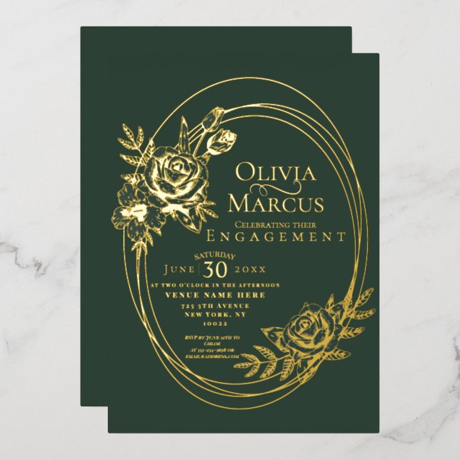 Couronne de roses florales chic pour invitation de (Recto/Verso)
