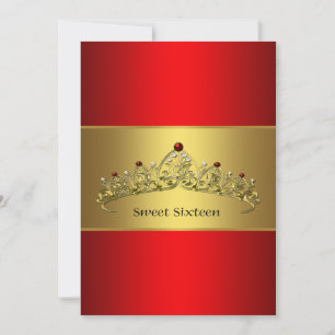 Couronne d'or rouge Invitation de fête Sweet Sixte