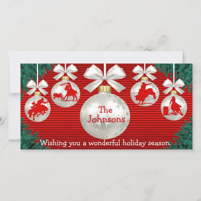 Couronne d'ornements de Rodéo sur fond rouge Carte (Devant)