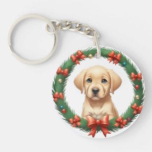Couronne festive de chiot Labrador à Noël