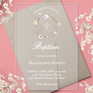 couronne fleur sauvage   Baptême   Invitation gelé