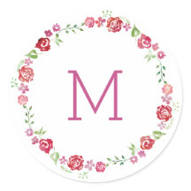 Couronne florale avec Stickers initiaux Monogramme