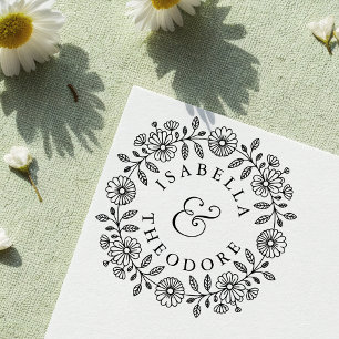 Couronne florale fantaisiste tampon auto-encreur p