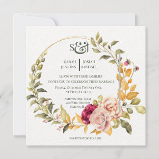 Couronne florale jolie ( or ) Invitation