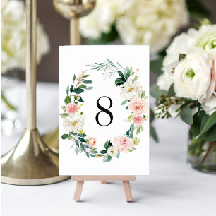 Couronne florale rose de printemps numéro de table