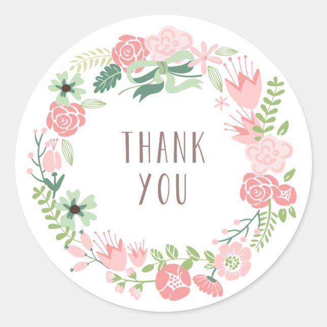 Couronne florale | Stickers Merci (Devant)