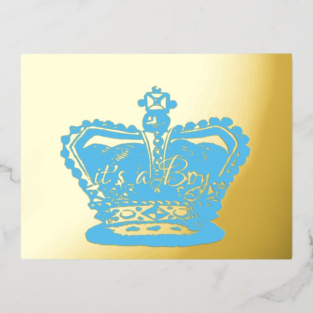 Couronne | Gold Crown c'est un garçon Faire-part d (Recto)