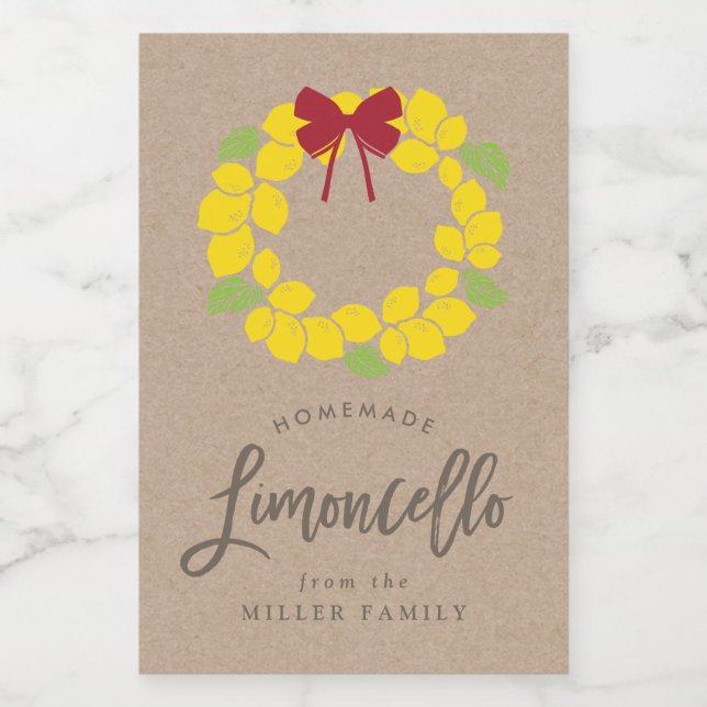 Couronne limoncello de Noël, étiquette (Étiquettes simples)