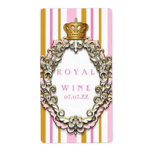 Couronne Royale Dorée Rose Élégante Étiquette de V