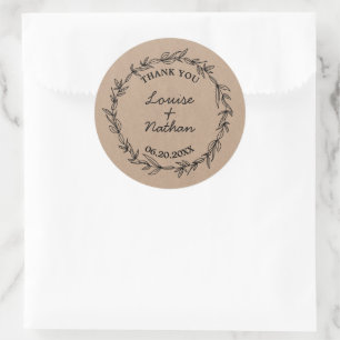 Couronne rustique sur autocollant de la faveur de 