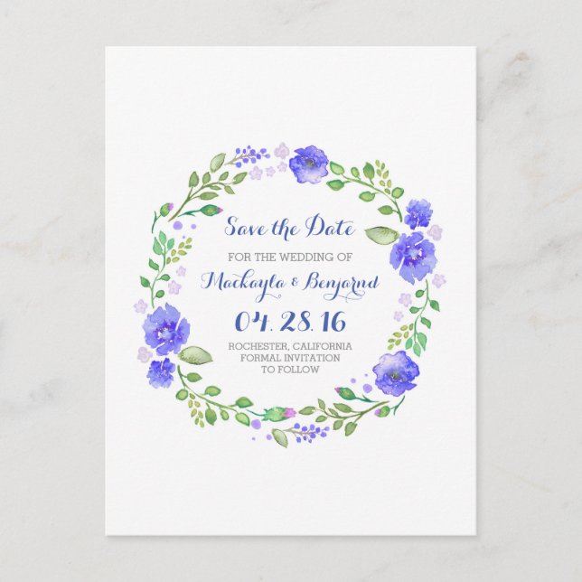 couronnes de fleurs aquarelle cartes de faire-part (Devant)