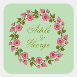 Couronnes florales roses | Autocollant de cadeau d
