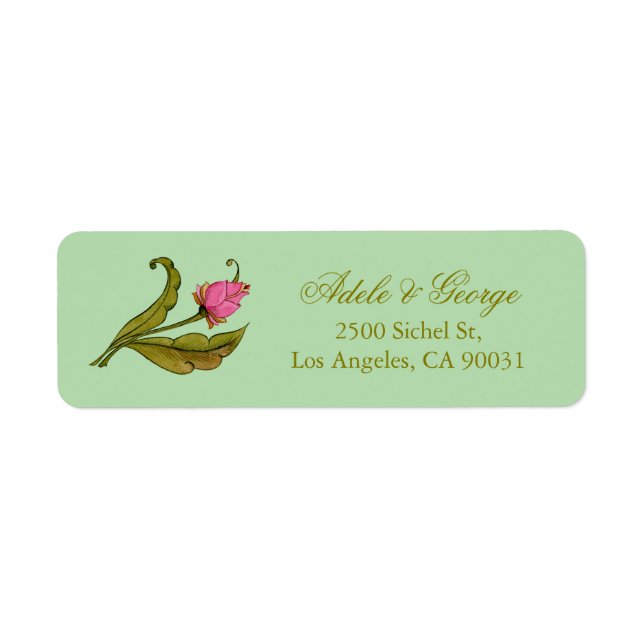 Couronnes florales roses | Étiquette d'adresse de  (Devant)