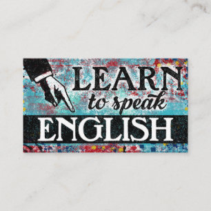 Cours d'anglais Carte de visite - Bleu Rouge