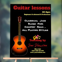 Cours de guitare signes acryliques Noir moderne