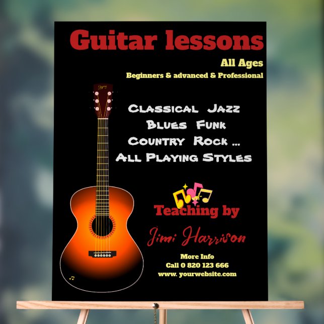 Cours de guitare signes acryliques Noir moderne (Neutre)
