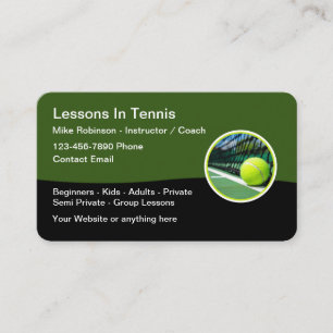 Cours de tennis Cartes de visite entraîneurs