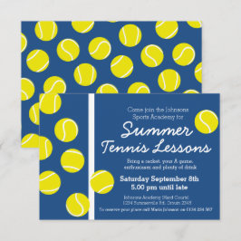 Cours de tennis d'été invitations bleu & blanc