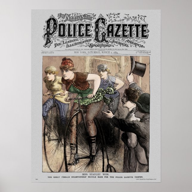 Course à vélo sur affiche de la Gazette de la poli (Devant)
