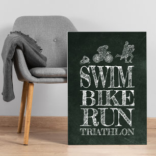 Course de vélo de natation Triathlon Chalk Poster