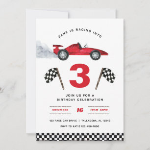 Course en 3 Invitation d'anniversaire