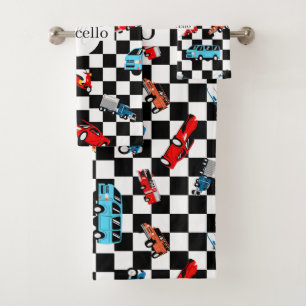 Course Motif moderne noir et blanc avec voitures