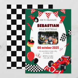 Course verte et noire Invitation d'anniversaire - 