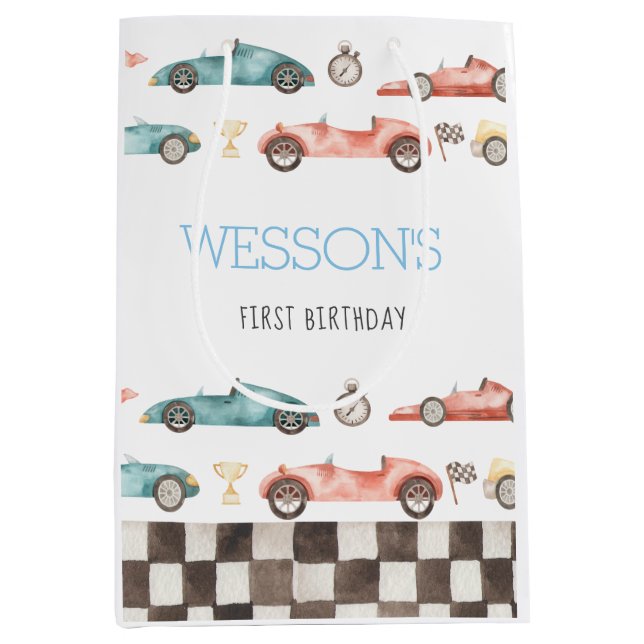 Course Voiture Anniversaire fête de faveur sacs (Devant)