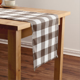 Court Chemin de table à carreaux gingham marron chocolat