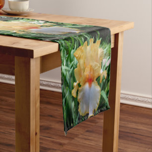 Court Chemin de table botanique Iris jaune 14" X 72"