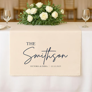 Court Chemin de table de mariage personnalisé, linge sur
