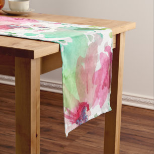 Court Chemin de Table Florale Watercolor