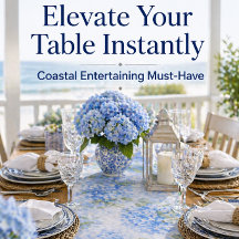 Chemin de table Hortensia Bleu | Florales Élégante
