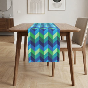 Court Chevrons Ombrés Bleu Vert Petit Chemin de Table