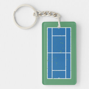 Court de tennis bleu et vert en style déprimé