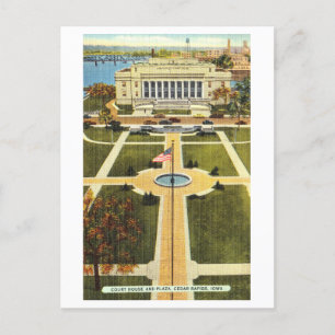 Court House and Plaza in Cedar Rapids, Iowa, Postkarte