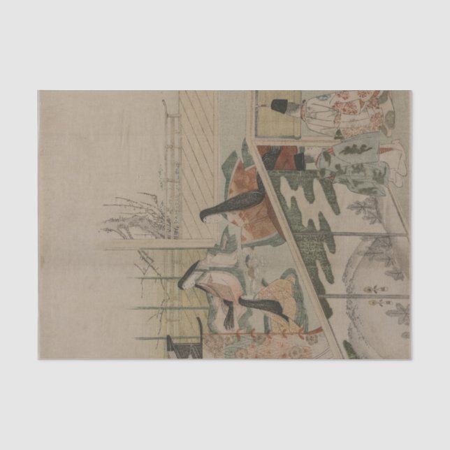 Court Ladys Making Dollars von Kubo Shunman Seidenpapier (Vorderseite)