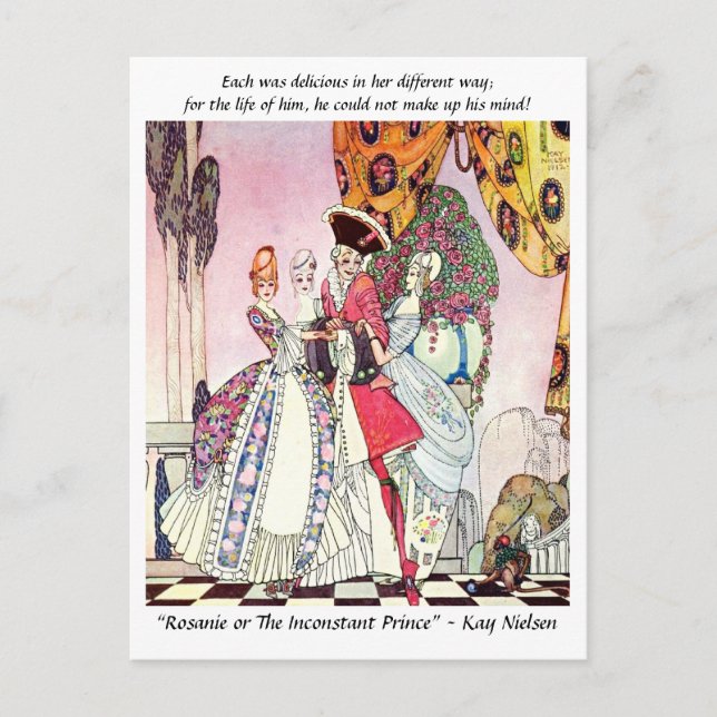Court Ladys und verführerische RAKE-Illustration Postkarte (Vorderseite)