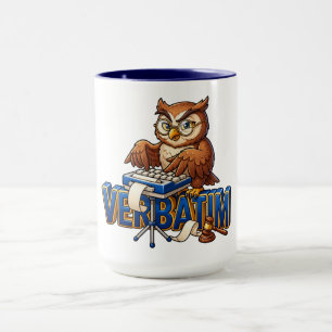 Court Reporter Eule Verbatim Tasse
