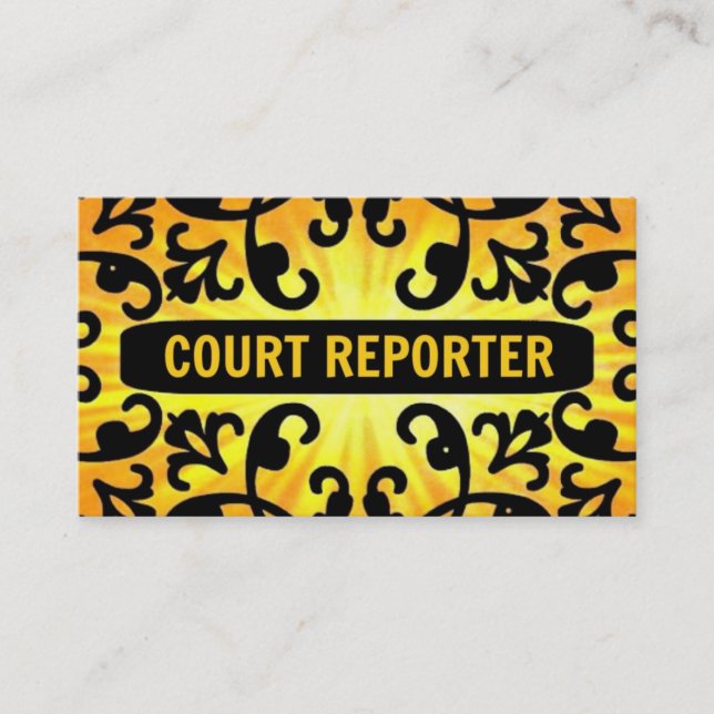 Court Reporter Sunshine Damask Business Card Visitenkarte (Vorderseite)