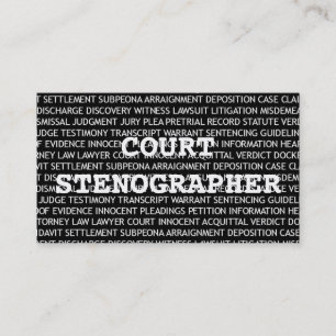 Court Stenographer Words Business Card Visitenkarte