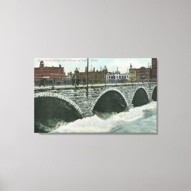 Court Street Bridge and Genesee at High Water Leinwanddruck (Vorderseite)