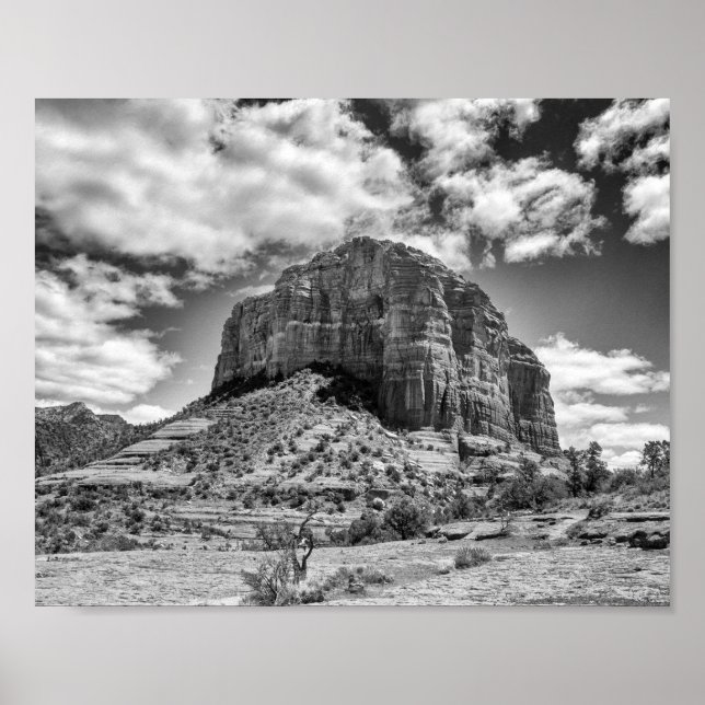 Courthouse Butte - Schwarzweiß | Poster (Vorne)